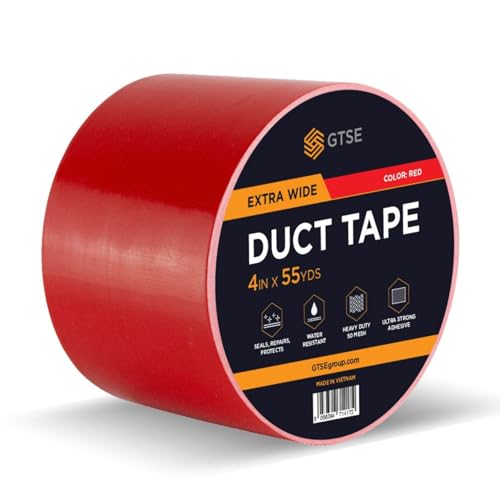 GTSE Rotes Panzerband, breite Rolle, 100 mm x 50 m (4"), strapazierfähig, Mehrzweck-Klebeband, wasserdicht, für DIY-Projekte, Reparaturen, 1 Rolle von GTSE