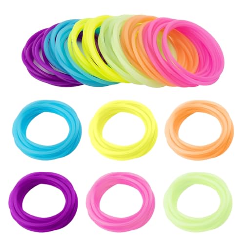 GTYARYUA Bunt Gummiarmbänder, 30 PCS Dummiarmbänder Kinder, 80er Jahren Jelly-Armbänder, Dehnbares Dunkeln Leuchten Silikonbänder, Neon Gummiarmbänder Kinder, für Kinderpartys und Disco-Partys (B) von GTYARYUA