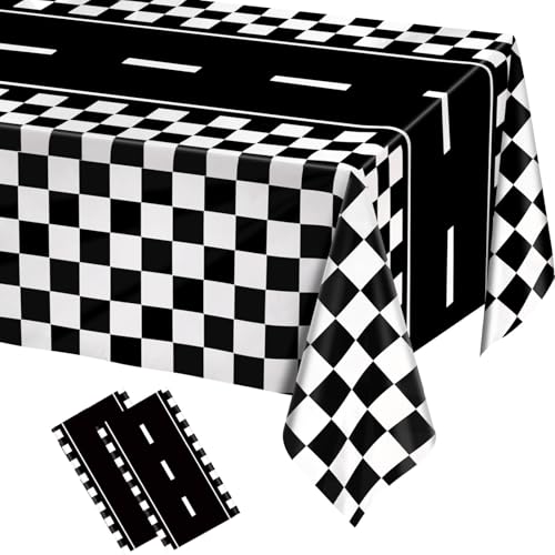 Rennauto-Tischdecken, 2 PCS Rennstrecke Rechteckig Tischdecken, 137 * 274 cm Kariert Rennwagen Partyzubehör, Karierter Tischläufer Schwarz Weiß, für Jungengeburtstagsfeiern, Rennsport-Themenartikel Rennauto-Tischdecken, 2 PCS Rennstrecke Rechteckig Tischdecken, 137 * 274 cm Kariert Rennwagen Partyzubehör, Karierter Tischläufer Schwarz Weiß, für Jungengeburtstagsfeiern, Rennsport-Themenartikel von GTYARYUA