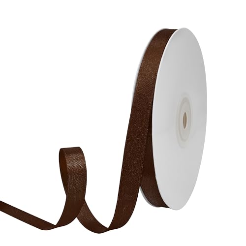 GTYBOVA Satinband 10mm X 91m Braun Schleifenband Dekoband Bänder zum Basteln Stoffbänder für Hochzeit Taufe Und Geburtstagsgeschenk von GTYBOVA