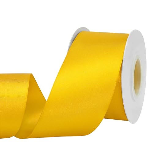 GTYBOVA Satinband 50mm X 23m Gelb Schleifenband Dekoband Bänder zum Basteln Stoffbänder für Hochzeit Taufe Und Geburtstagsgeschenk von GTYBOVA