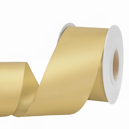 GTYBOVA Satinband 50mm X 23m Gold Schleifenband Dekoband Bänder zum Basteln Stoffbänder für Hochzeit Taufe Und Geburtstagsgeschenk von GTYBOVA