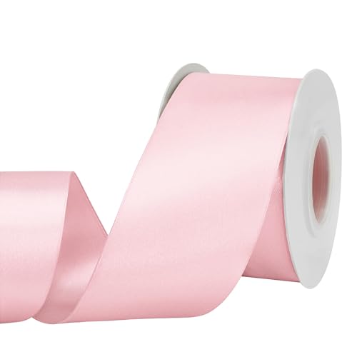 GTYBOVA Satinband 50mm X 23m Hellrosa Schleifenband Dekoband Bänder zum Basteln Stoffbänder für Hochzeit Taufe Und Geburtstagsgeschenk von GTYBOVA