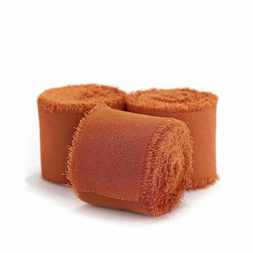 1 Stück Altrosa-Bandrollen mit ausgefransten Kanten, vielseitiges Stoffband-Accessoire für Blumensträuße, Hochzeitsdekoration, Verpackungen-Orange-M von GTYFRD