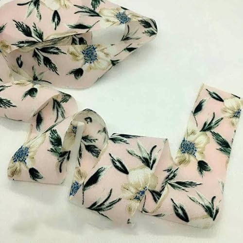 10 Jahre schöne Blumen, Baumwoll-Polyester-Stoffband für handgefertigte Bastelarbeiten, Nähen, Schrägband, Scrapbook, Blumenverpackung, CD2002 (4 cm), Chiffon, 9 m von GTYFRD