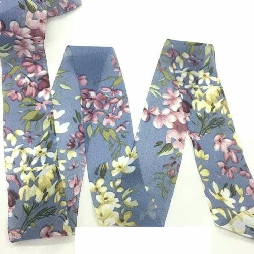 10 Jahre schöne Blumen, Baumwoll-Polyester-Stoffband für handgefertigte Bastelarbeiten, Nähen, Schrägband, Scrapbook, Blumenverpackung, CD2006 (4 cm), Chiffon, 9 m von GTYFRD
