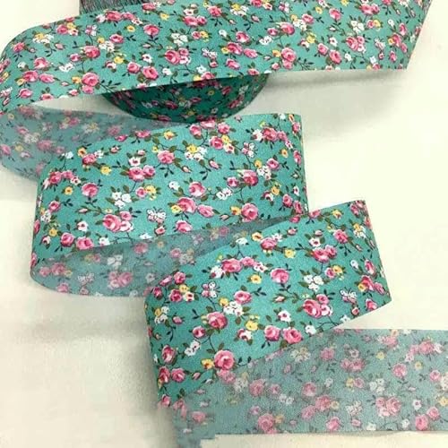 10 Jahre schöne Blumen, Baumwoll-Polyester-Stoffband für handgefertigte Bastelarbeiten, Nähen, Schrägband, Scrapbook, Blumenverpackung, JX2004 (4 cm), Polyester, 9 m von GTYFRD