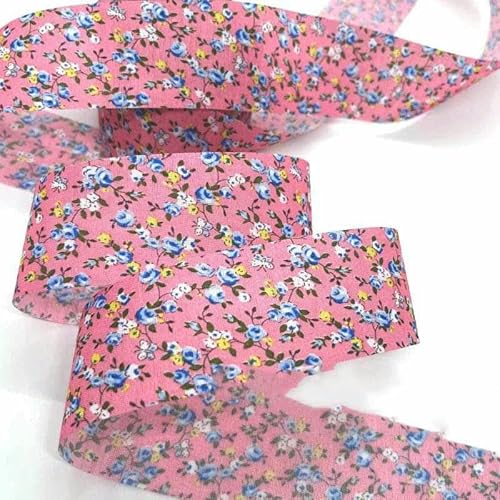 10 Jahre schöne Blumen, Baumwoll-Polyester-Stoffband für handgefertigte Bastelarbeiten, Nähen, Schrägband, Scrapbook, Blumenverpackung, JX2005 (4 cm), Polyester, 9 m von GTYFRD