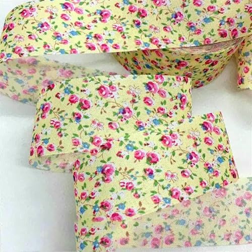 10 Jahre schöne Blumen, Baumwoll-Polyester-Stoffband für handgefertigte Bastelarbeiten, Nähen, Schrägband, Scrapbook, Blumenverpackung, JX2011 (4 cm), Polyester, 9 m von GTYFRD