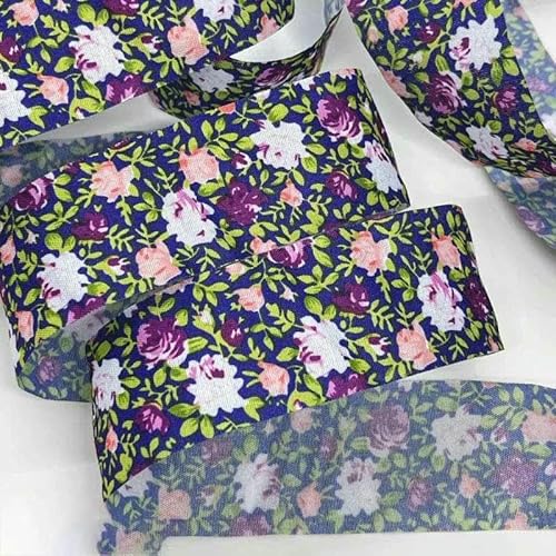 10 Jahre schöne Blumen, Baumwoll-Polyester-Stoffband für handgefertigte Bastelarbeiten, Nähen, Schrägband, Scrapbook, Blumenverpackung, JX8005 (4 cm), Polyester, 9 m von GTYFRD