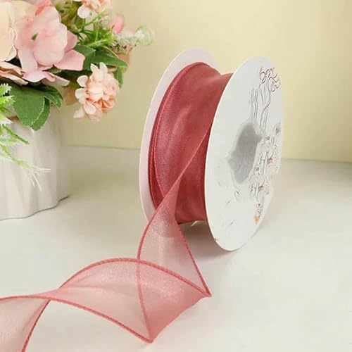 10 Meter/Rolle, 40 mm breites, gewelltes Organzaband aus Seide, Schleifenmaterial für Haarschmuck, Wickeldekoration, Spitzenbänder – Dunkelrosa – 9,1 m von GTYFRD