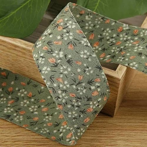 4,5 m doppelseitiges Chiffonband mit Blumenmuster, DIY-Schleife, Haarschmuck, Material für Kleidung, Hutschachtel, Kuchen, Blumenstrauß, Verpackung, Armeegrün, 10 mm von GTYFRD