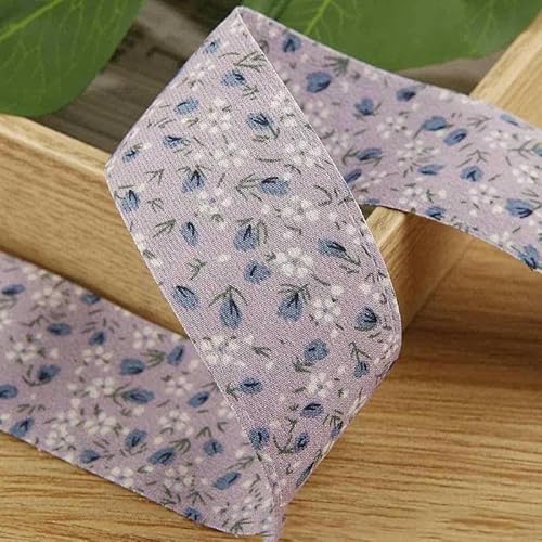 4,5 m doppelseitiges Chiffonband mit Blumenmuster, DIY-Schleife, Haarschmuck, Material für Kleidung, Hutschachtel, Kuchen, Blumenstrauß, Verpackung, Hellviolett, 10 mm von GTYFRD