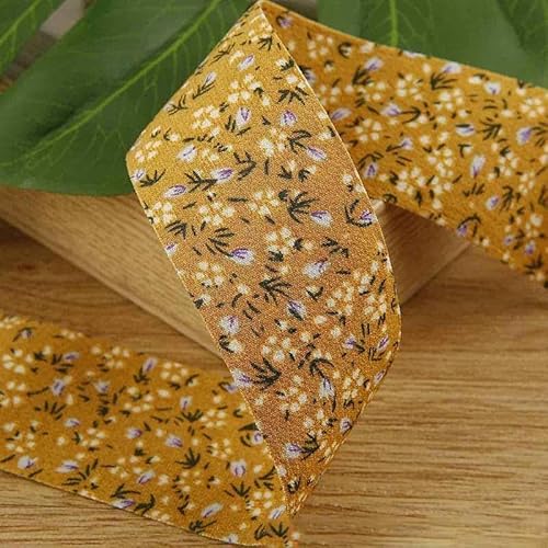 4,5 m doppelseitiges Chiffonband mit Blumenmuster, DIY-Schleife, Haarschmuck, Material für Kleidung, Hutschachtel, Kuchen, Blumenstrauß, Verpackung, Kurkuma, 25 mm 4,5 m doppelseitiges Chiffonband mit Blumenmuster, DIY-Schleife, Haarschmuck, Material für Kleidung, Hutschachtel, Kuchen, Blumenstrauß, Verpackung, Kurkuma, 25 mm von GTYFRD