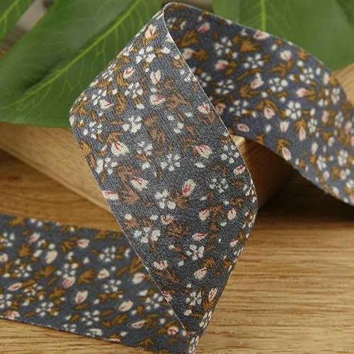 4,5 m doppelseitiges Chiffonband mit Blumenmuster, DIY-Schleife, Haarschmuck, Material für Kleidung, Hutschachtel, Kuchen, Blumenstrauß, Verpackung, Marineblau, 40 mm von GTYFRD