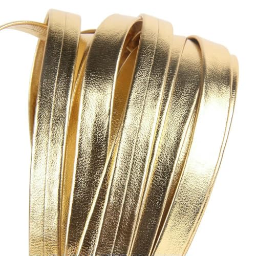 5 Meter flaches Lederband, Schmuckzubehör, gold-/silberfarben, Lederschnüre, Bastelarmband-Zubehör, golden, Breite 7 mm von GTYFRD