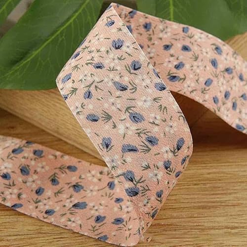5 Yards doppelseitiges Chiffonband mit Blumenmuster, DIY-Schleife, Haarschmuck, Material für Kleidung, Hutschachtel, Kuchen, Blumenstrauß, Verpackung, Han Pink, 10 mm von GTYFRD