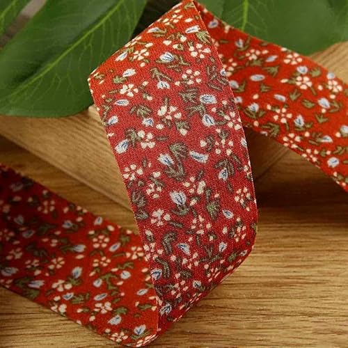 5 Yards doppelseitiges Chiffonband mit Blumenmuster, DIY-Schleife, Haarschmuck, Material für Kleidung, Hutschachtel, Kuchen, Blumenstrauß, Verpackung, ziegelrot, 10 mm von GTYFRD