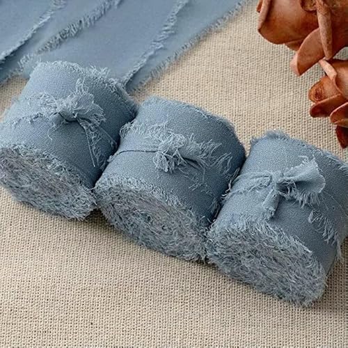 5 m x 3 cm, handgefertigt, mit ausgefransten Kanten, Satin-Chiffon-Seidenband für Hochzeitseinladungskarten, Verpacken von Blumensträußen, Verpacken von Partydekor, Dunkel 5 m x 3 cm, handgefertigt, mit ausgefransten Kanten, Satin-Chiffon-Seidenband für Hochzeitseinladungskarten, Verpacken von Blumensträußen, Verpacken von Partydekor, Dunkel von GTYFRD