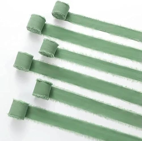 5 m x 3 cm, handgefertigt, mit ausgefransten Kanten, Satin-Chiffon-Seidenband für Hochzeitseinladungskarten, Verpacken von Blumensträußen, Verpacken von Partydekor, Hellgr 5 m x 3 cm, handgefertigt, mit ausgefransten Kanten, Satin-Chiffon-Seidenband für Hochzeitseinladungskarten, Verpacken von Blumensträußen, Verpacken von Partydekor, Hellgr von GTYFRD