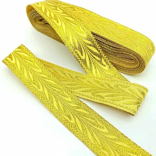 7 Yards Gold Silber Vintage Ethnische Stickerei Spitzenband Boho Trim DIY Kleidung Tasche Zubehör bestickt Stoff-01 (25mm Gold)-1 Yard von GTYFRD