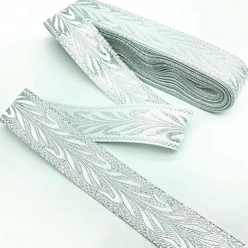 7 Yards Gold Silber Vintage Ethnische Stickerei Spitzenband Boho Trim DIY Kleidung Tasche Zubehör bestickt Stoff-02 (25mm Silber)-1 Yard von GTYFRD