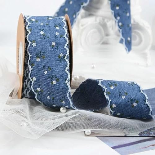 9,5 Yards, 38 mm, Knospenrand/kleines Blumenmuster/Jeansimitat-Stoffband 1011R10, zum Basteln von Schleifen, Kinderaccessoires, Material, handgefertigt, 002, 38 mm, 9,5 Ya 9,5 Yards, 38 mm, Knospenrand/kleines Blumenmuster/Jeansimitat-Stoffband 1011R10, zum Basteln von Schleifen, Kinderaccessoires, Material, handgefertigt, 002, 38 mm, 9,5 Ya von GTYFRD