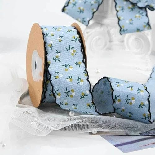 9,5 Yards, 38 mm Knospenrand/kleines Blumenmuster/Imitat-Jeansstoffband 1011R10, zum Basteln von Schleifen, Kinderaccessoires, Material, handgefertigt, 001-38 mm, 9,5 Yard 9,5 Yards, 38 mm Knospenrand/kleines Blumenmuster/Imitat-Jeansstoffband 1011R10, zum Basteln von Schleifen, Kinderaccessoires, Material, handgefertigt, 001-38 mm, 9,5 Yard von GTYFRD