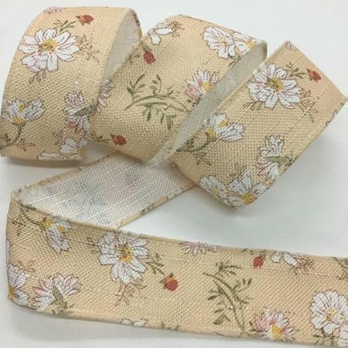 Blumenstoffband, 4 cm, 3 Yards, für handgefertigte Bastelarbeiten, Schleifen, Scrapbooks, Frühling, Ostern, Hochzeit, Party, Deko, Blumenverpackung, CD9002 (4 cm) - 3 Yards (2,7 m) von GTYFRD