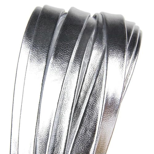 Meter flaches Lederband, Schmuckzubehör, gold- und silberfarben, Lederschnüre, Bastelarmband-Zubehör, Silber, Breite 12 mm von GTYFRD