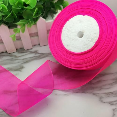 NEU DIY 50 Yards 10/20/25/38/50 mm Breite einfarbige Spule Satinrand transparentes Organzaband Party Craft-Rose-38 mm von GTYFRD