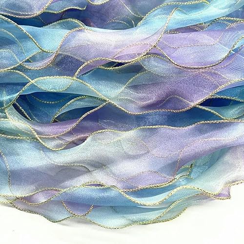 Neues 60 mm goldener Rand/weißer Rand, gewelltes Seidenorganzaband, Schleifenmaterial für Haarschmuck, Wickeldekoration, Spitzenbänder-02-3 Yards von GTYFRD