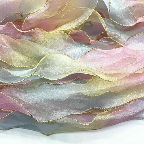 Neues 60 mm goldener Rand/weißer Rand, gewelltes Seidenorganzaband, Schleifenmaterial für Haarschmuck, Wickeldekoration, Spitzenbänder-03-1 Yard Neues 60 mm goldener Rand/weißer Rand, gewelltes Seidenorganzaband, Schleifenmaterial für Haarschmuck, Wickeldekoration, Spitzenbänder-03-1 Yard von GTYFRD