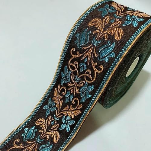 Spitzenband mit ethnischer Stickerei, Vintage-Stil, Jacquard-Spitzenbesatz, Streifen für Kleider, Kleidung, Taschen, Dekorationen, DIY-Nähzubehör, 6 cm, Schwarz, 100 cm Spitzenband mit ethnischer Stickerei, Vintage-Stil, Jacquard-Spitzenbesatz, Streifen für Kleider, Kleidung, Taschen, Dekorationen, DIY-Nähzubehör, 6 cm, Schwarz, 100 cm von GTYFRD