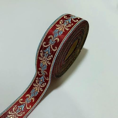 Spitzenband mit ethnischer Stickerei, Vintage-Stil, Jacquard-Spitzenbesatz, für Kleider, Kleidung, Taschen, Dekorationen, DIY-Nähzubehör, 3 cm, Rot, 100 cm von GTYFRD