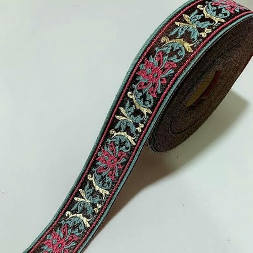 Spitzenband mit ethnischer Stickerei, Vintage-Stil, Jacquard-Spitzenbesatz, für Kleider, Kleidung, Taschen, Dekorationen, DIY-Nähzubehör, 4 cm, Rosa, 100 cm von GTYFRD