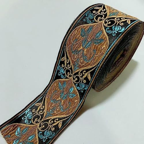 Spitzenband mit ethnischer Stickerei, Vintage-Stil, Jacquard-Spitzenbesatz, für Kleider, Kleidung, Taschen, Dekorationen, DIY-Nähzubehör, 6 cm, Blau, 100 cm von GTYFRD