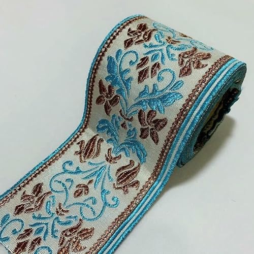 Spitzenband mit ethnischer Stickerei, Vintage-Stil, Jacquard-Spitzenbesatz, für Kleider, Kleidung, Taschen, Dekorationen, DIY-Nähzubehör, 6 cm, Blau, 2–100 cm von GTYFRD