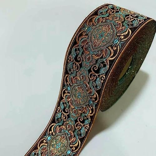 Spitzenband mit ethnischer Stickerei, Vintage-Stil, Jacquard-Spitzenbesatz, für Kleider, Kleidung, Taschen, Dekorationen, DIY-Nähzubehör, 6 cm, Kaffeebraun, 100 cm von GTYFRD