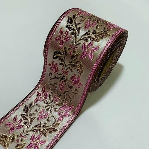 Spitzenband mit ethnischer Stickerei, Vintage-Stil, Jacquard-Spitzenbesatz, für Kleider, Kleidung, Taschen, Dekorationen, DIY-Nähzubehör, 6 cm, Lila, 100 cm von GTYFRD