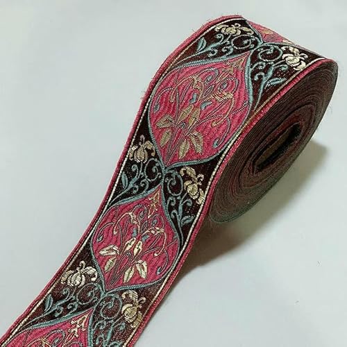 Spitzenband mit ethnischer Stickerei, Vintage-Stil, Jacquard-Spitzenbesatz, für Kleider, Kleidung, Taschen, Dekorationen, DIY-Nähzubehör, 6 cm, Rosarot, 100 cm Spitzenband mit ethnischer Stickerei, Vintage-Stil, Jacquard-Spitzenbesatz, für Kleider, Kleidung, Taschen, Dekorationen, DIY-Nähzubehör, 6 cm, Rosarot, 100 cm von GTYFRD