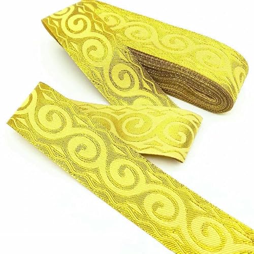 Yards Gold Silber Vintage Ethnische Stickerei Spitzenband Boho Trim DIY Kleidung Tasche Zubehör bestickter Stoff-05 (33,0 mm Gold)-7 Yards von GTYFRD