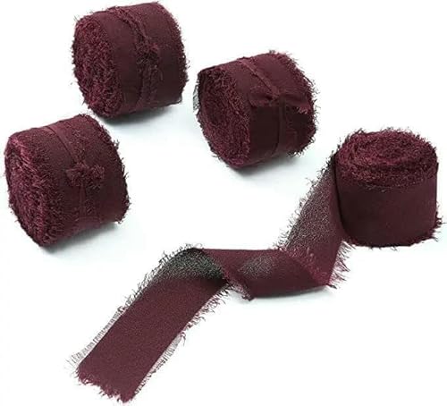 m x 3 cm, handgefertigt, mit ausgefransten Kanten, Satin-Chiffon-Seidenband für Hochzeitseinladungskarten, Verpacken von Blumensträußen, Verpacken von Partydekor, Weinrot, m x 3 cm, handgefertigt, mit ausgefransten Kanten, Satin-Chiffon-Seidenband für Hochzeitseinladungskarten, Verpacken von Blumensträußen, Verpacken von Partydekor, Weinrot, von GTYFRD