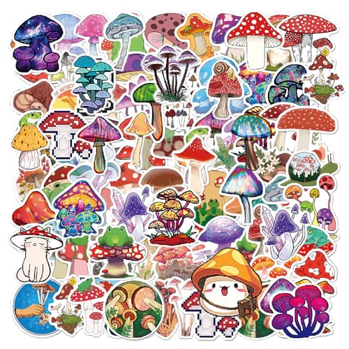 100 Blatt Pilz-Aufkleber, Selbstklebende Vinyl-Aufkleber, Pilz-Graffiti-Aufkleber, Wasserfeste Cartoon-Aufkleber, Geeignet Für Notizbücher, Gepäck, Skateboards von GTYHH