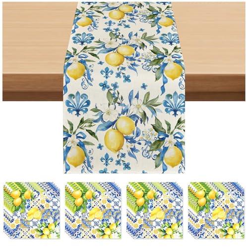 GTYHH 1 Stück Tischdecke Und 20 Laken Von Taschentüchern, Kreative Zitronen -Taschen, Taschentücher Mit Obst, Esstischzubehör, Party -Dekor -Accessoires. von GTYHH