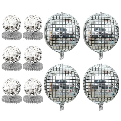 GTYHH 6 Stück Disco-Waben-Tischdekorationen Und 4 Stück Disco-Luftballons, Retro-Dekorationen, Party-Dekorationen, Glitzernde Dekorationen GTYHH 6 Stück Disco-Waben-Tischdekorationen Und 4 Stück Disco-Luftballons, Retro-Dekorationen, Party-Dekorationen, Glitzernde Dekorationen von GTYHH