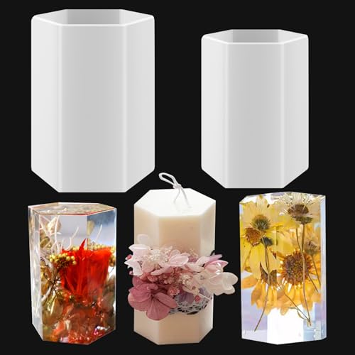 GTian Sechseckige Kerzenformen für Kerzenherstellung, Silikon-Kerzenformen, sechseckig, Epoxidharz, Gießform für DIY Aromatherapie, Wachs, Seifen, Polymerton, 2 Größen GTian Sechseckige Kerzenformen für Kerzenherstellung, Silikon-Kerzenformen, sechseckig, Epoxidharz, Gießform für DIY Aromatherapie, Wachs, Seifen, Polymerton, 2 Größen von GTian