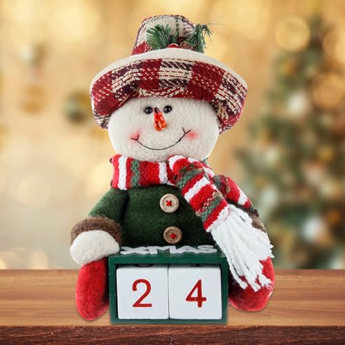 GUAHKUN Adventskalender Aus Holz Mit Strickstoff Weihnachtsmann Schneemann Puppe Ornament Dekoration Für Familie Weihnachtsdekoration (A) von GUAHKUN
