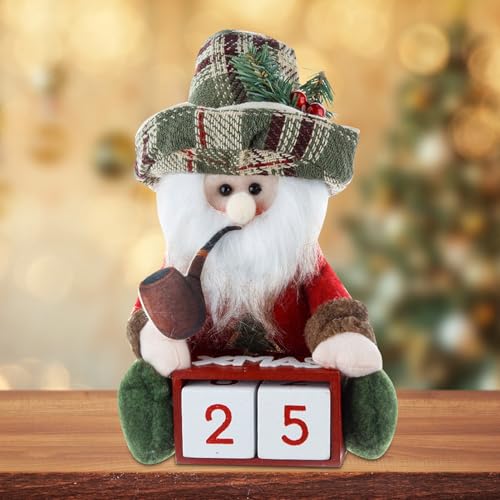 GUAHKUN Adventskalender Aus Holz Mit Strickstoff Weihnachtsmann Schneemann Puppe Ornament Dekoration Für Familie Weihnachtsdekoration (B) von GUAHKUN