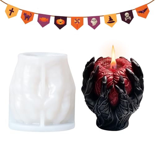 GUAHKUN Halloween Silikonform 3D Gießformen Set A B C D Für Sojawachs Bienenwachs Duftkerzen Handwerk Kerzenherstellung Mit Hitzebeständigem Material (C) von GUAHKUN